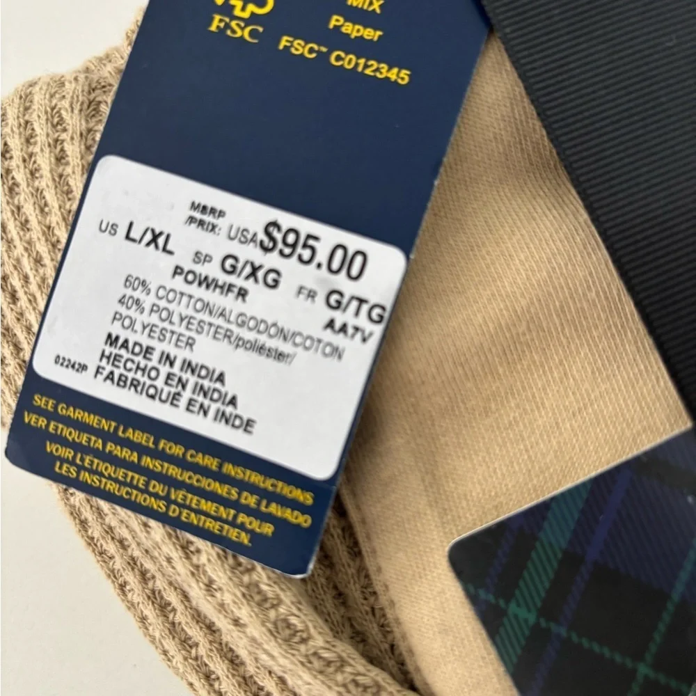 Polo Ralph Lauren Men’s Thermal Hooded Robe Size Large / XL New Tan